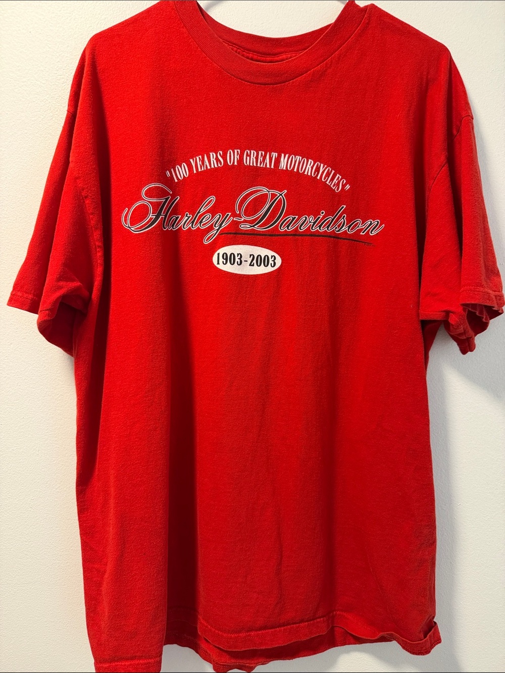 Harley-Davidson Red Short Sleeve Tee with White Script Logo